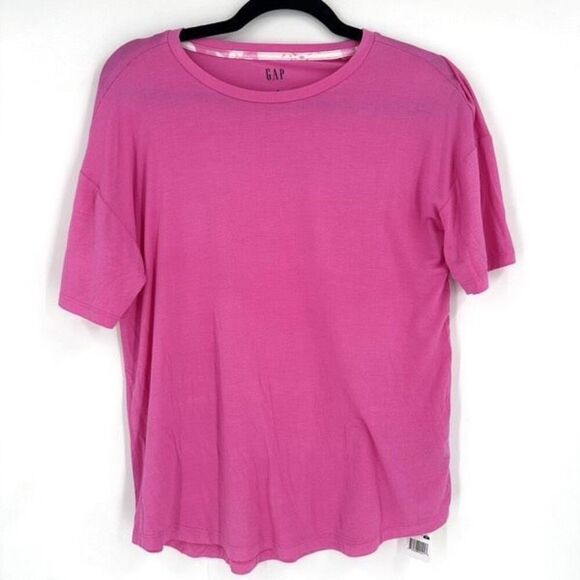 NWT Gap Relaxed Fit Barbie Pink T-Shirt Size Small Oversized  Stretch - Picture 1 of 9